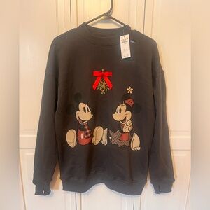 Abercrombie Kids Black Mickey and Minnie Crewneck Sweater